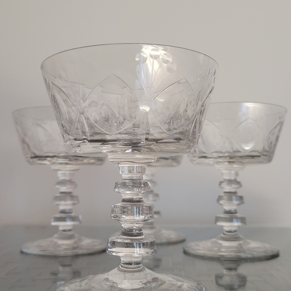 Rock Sharpe-(4) "Viceroy" etched Sherbert glasses - Picture 5 of 5